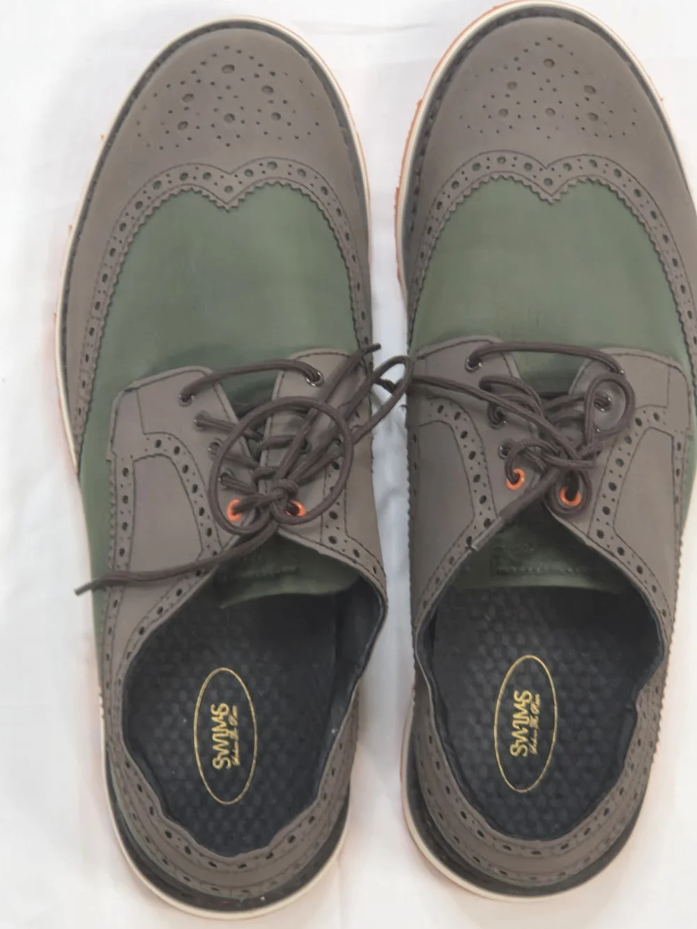 SWIMS Charles Wingtip Brogue‎ Shoes Olive Green Brown Water Resistant Men’s Sz 9
